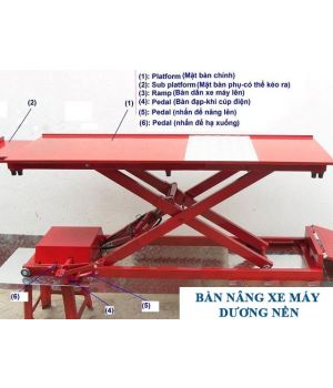 BÀN NÂNG XE MÁY ĐIỆN - THỦY LỰC (ĐẠP CHÂN KHI MẤT ĐIỆN)