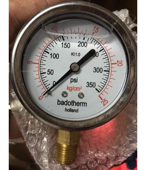 ĐỒNG HỒ ĐO ÁP SUẤT CÓ DẦU BADOTHERM HOLLAND ĐƯỜNG KÍNH 63MM (100-400 KG/CM2)