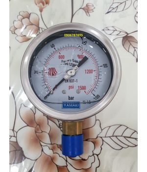 ĐỒNG HỒ ÁP SUẤT YAMAKI CÓ DẦU 4 INCH 100 BAR